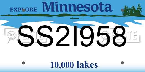 SS2I958 Minnesota License Plate
