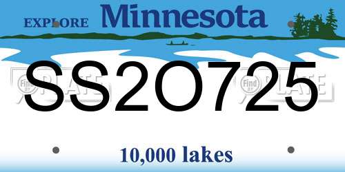 SS2O725 Minnesota License Plate