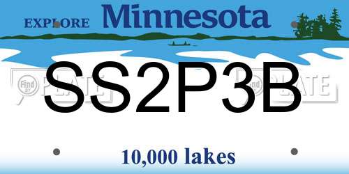 SS2P3B Minnesota License Plate