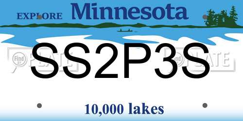 SS2P3S Minnesota License Plate