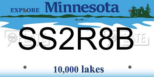 SS2R8B Minnesota License Plate