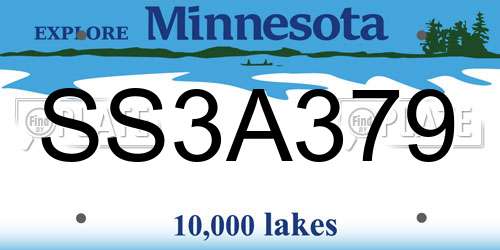 SS3A379 Minnesota License Plate
