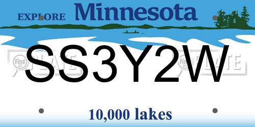 SS3Y2W Minnesota License Plate