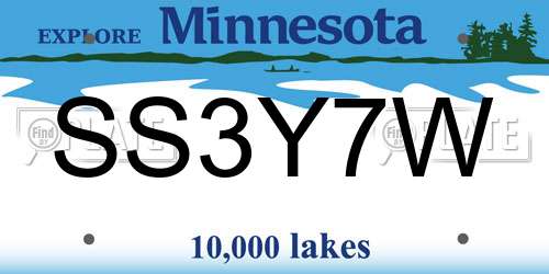 SS3Y7W Minnesota License Plate