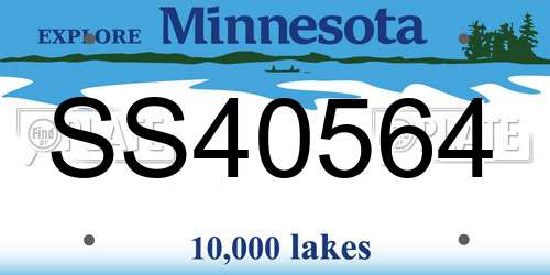 SS40564 Minnesota License Plate