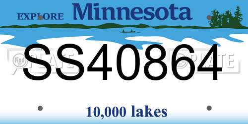 SS40864 Minnesota License Plate