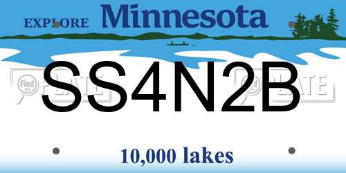 SS4N2B Minnesota License Plate