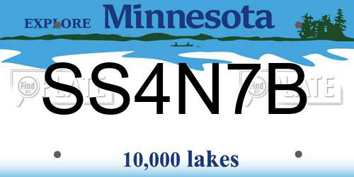 SS4N7B Minnesota License Plate