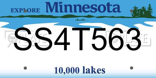 SS4T563 Minnesota License Plate