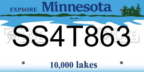 SS4T863 Minnesota License Plate