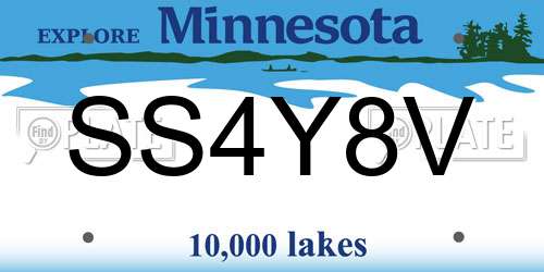 SS4Y8V Minnesota License Plate