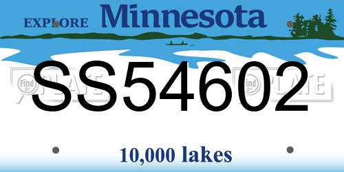 SS54602 Minnesota License Plate