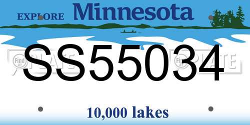 SS55034 Minnesota License Plate