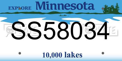 SS58034 Minnesota License Plate