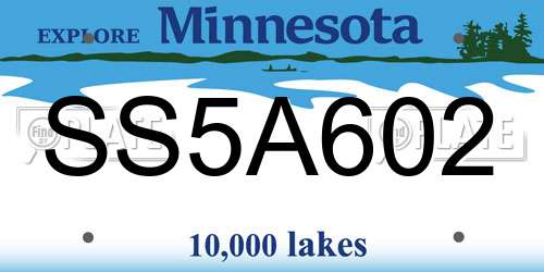 SS5A602 Minnesota License Plate