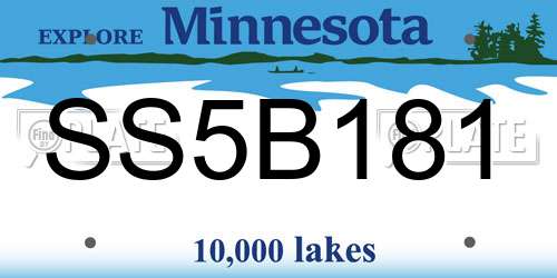SS5B181 Minnesota License Plate