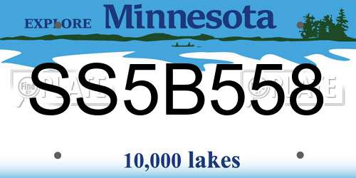 SS5B558 Minnesota License Plate