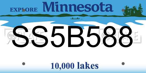 SS5B588 Minnesota License Plate