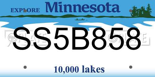 SS5B858 Minnesota License Plate