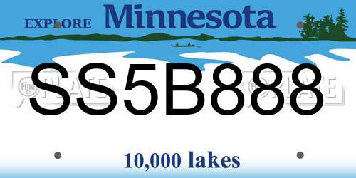 SS5B888 Minnesota License Plate