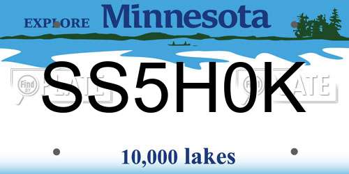 SS5H0K Minnesota License Plate