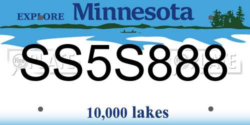 SS5S888 Minnesota License Plate