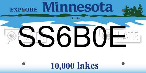 SS6B0E Minnesota License Plate