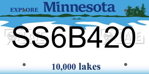 SS6B420 Minnesota License Plate