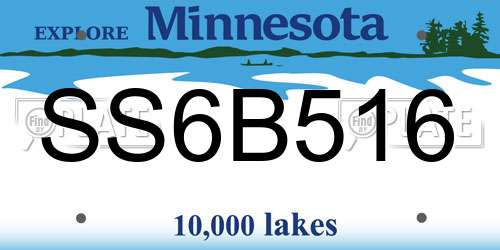 SS6B516 Minnesota License Plate