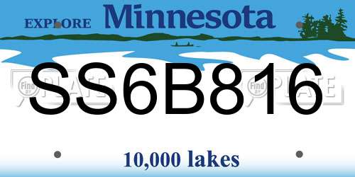 SS6B816 Minnesota License Plate