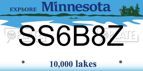 SS6B8Z Minnesota License Plate