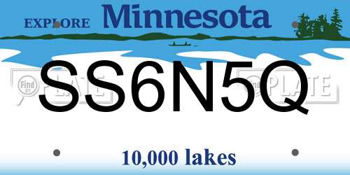 SS6N5Q Minnesota License Plate
