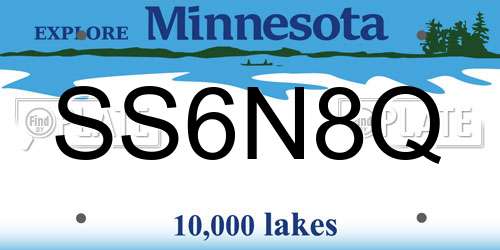 SS6N8Q Minnesota License Plate