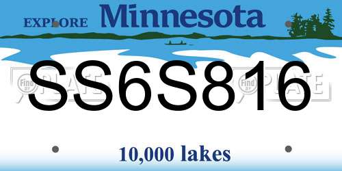 SS6S816 Minnesota License Plate