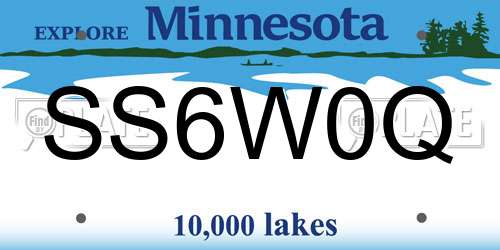 SS6W0Q Minnesota License Plate