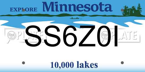 SS6Z0I Minnesota License Plate