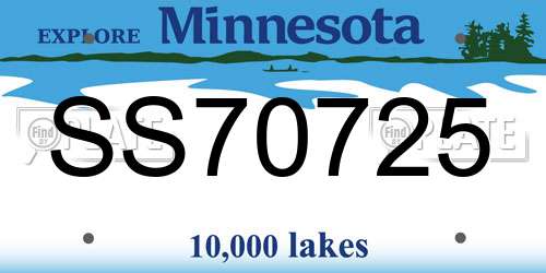 SS70725 Minnesota License Plate
