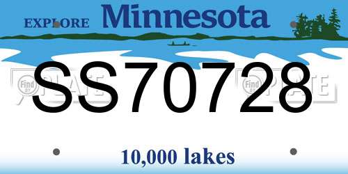 SS70728 Minnesota License Plate