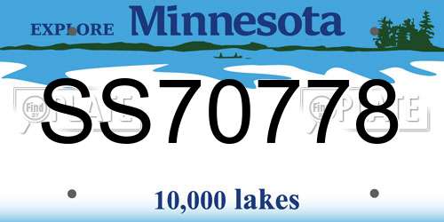 SS70778 Minnesota License Plate