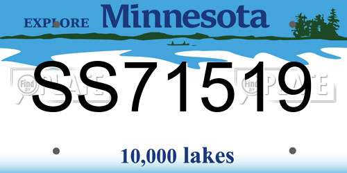 SS71519 Minnesota License Plate