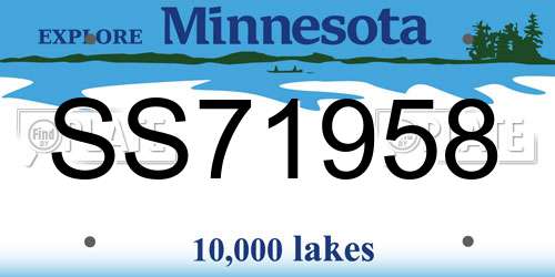 SS71958 Minnesota License Plate