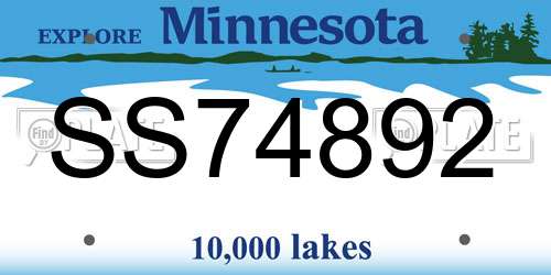 SS74892 Minnesota License Plate