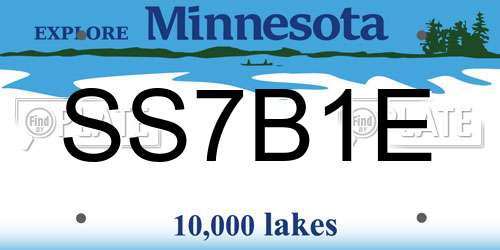 SS7B1E Minnesota License Plate