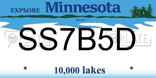 SS7B5D Minnesota License Plate