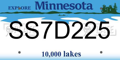 SS7D225 Minnesota License Plate