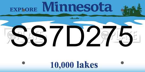 SS7D275 Minnesota License Plate