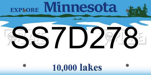 SS7D278 Minnesota License Plate