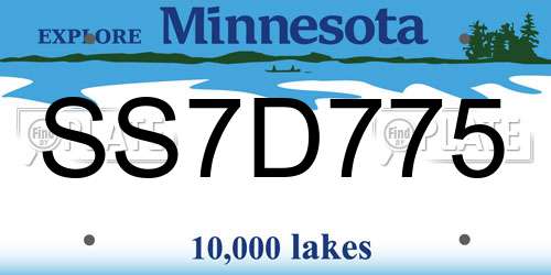SS7D775 Minnesota License Plate