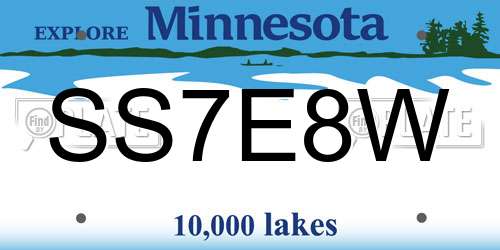 SS7E8W Minnesota License Plate