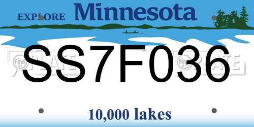 SS7F036 Minnesota License Plate